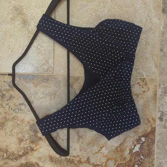 Medium Navy Blue White Polka Dot Cakye Nursing Bra Breastfeeding Pumping - Picture 1 of 7
